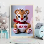 Printable Personalized Crochet Tiger Decor Custom Name Wall Art for Toddlers Rooms Unique and Fun Baby Shower Gifts