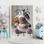 Custom Name Crochet Zebra Decor Printables Personalized Wall Art for Children's Rooms and Play Areas Trendy and Customizable Baby Decor