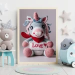 Personalized Printable Crochet Unicorn Art Custom Name Nursery Decor for Birthdays and Special Occasions Unique and Adorable Baby Gifts