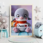 Personalized Crochet Dolphin Art Prints Custom Name Nursery Decor for Newborns and Infants Trendy and Customizable Baby Gifts