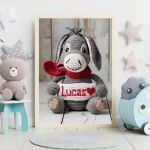 Printable Personalized Crochet Donkey Decor Custom Name Wall Art for Toddlers Rooms Unique and Fun Baby Shower Gifts