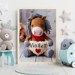 Custom Name Crochet Horse Art Printables Personalized Nursery Wall Decor for Kids Rooms Unique and Trendy Baby Gifts