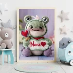 Custom Name Crochet Frog Decor Printables Personalized Wall Art for Children's Rooms and Play Areas Trendy and Customizable Baby Decor