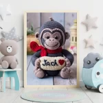 Personalized Printable Crochet Gorilla Art Custom Name Nursery Decor for Children's Rooms Cute and Customizable Baby Shower Gifts