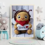 Personalized Printable Crochet Bee Art Custom Name Nursery Decor for Children's Rooms Cute and Customizable Baby Shower Gifts