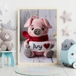 Custom Name Crochet Pig Prints Personalized Nursery Decor for Kids Bedrooms Adorable and Unique Baby Room Art