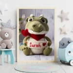 Custom Name Crochet Crocodile Nursery Art Personalized Printable Decor for Baby Nurseries Trendy and Customizable Room Decor