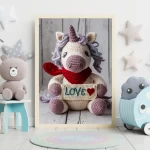 Personalized Printable Crochet Unicorn Art Custom Name Nursery Decor for Birthdays and Special Occasions Unique and Adorable Baby Gifts