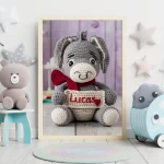 Printable Personalized Crochet Donkey Decor Custom Name Wall Art for Toddlers Rooms Unique and Fun Baby Shower Gifts