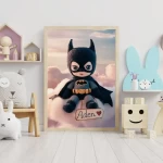 Personalized Batman Crochet Doll Digital Image Custom Child Name Art Trendy Superhero Decor for Kids Room Unique Wall Art Gift