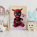 Unique Wall Art Gift Personalized Deadpool Crochet Doll Digital Image Custom Child Name Art Trendy Superhero Decor for Kids Room