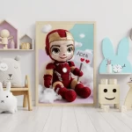 Ironman Crochet Doll Digital Image Personalized with Child's Name Trendy Superhero Decor for Kids Room Unique Wall Art Gift