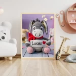 Printable Personalized Crochet Donkey Decor Custom Name Wall Art for Toddlers Rooms Unique and Fun Baby Shower Gifts