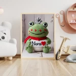 Custom Name Crochet Frog Decor Printables Personalized Wall Art for Children's Rooms and Play Areas Trendy and Customizable Baby Decor