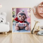 Personalized Printable Crochet Gorilla Art Custom Name Nursery Decor for Children's Rooms Cute and Customizable Baby Shower Gifts