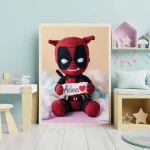 Unique Wall Art Gift Personalized Deadpool Crochet Doll Digital Image Custom Child Name Art Trendy Superhero Decor for Kids Room