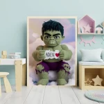 Trendy Superhero Decor for Kids Room Personalized Hulk Crochet Doll Digital Image Custom Child Name Art Unique Wall Art Gift