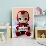 Ironman Crochet Doll Digital Image Personalized with Child's Name Trendy Superhero Decor for Kids Room Unique Wall Art Gift