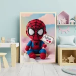 Custom Child Name Art Personalized Spiderman Crochet Doll Digital Image Unique Wall Art Gift Trendy Superhero Decor for Kids Room