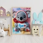 Printable Personalized Crochet Koala Decor Custom Name Wall Art for Toddlers Rooms Unique and Fun Baby Shower Gifts