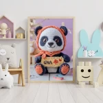 Custom Name Crochet Panda Decor Printables Personalized Wall Art for Children's Rooms and Play Areas Trendy and Customizable Baby Decor