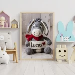 Printable Personalized Crochet Donkey Decor Custom Name Wall Art for Toddlers Rooms Unique and Fun Baby Shower Gifts