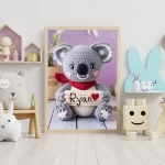 Printable Personalized Crochet Koala Decor Custom Name Wall Art for Toddlers Rooms Unique and Fun Baby Shower Gifts