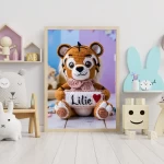 Printable Personalized Crochet Tiger Decor Custom Name Wall Art for Toddlers Rooms Unique and Fun Baby Shower Gifts