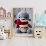 Personalized Crochet Dolphin Art Prints Custom Name Nursery Decor for Newborns and Infants Trendy and Customizable Baby Gifts