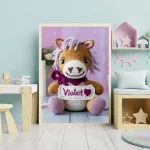 Custom Name Crochet Horse Art Printables Personalized Nursery Wall Decor for Kids Rooms Unique and Trendy Baby Gifts