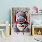 Custom Name Crochet Hippo Prints Personalized Nursery Decor for Kids Bedrooms Adorable and Unique Baby Room Art