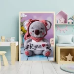 Printable Personalized Crochet Koala Decor Custom Name Wall Art for Toddlers Rooms Unique and Fun Baby Shower Gifts