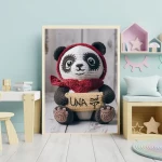 Custom Name Crochet Panda Decor Printables Personalized Wall Art for Children's Rooms and Play Areas Trendy and Customizable Baby Decor