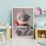 Custom Name Crochet Shark Wall Art Personalized Printables for Nursery and Kids Playrooms Unique and Fun Baby Decor