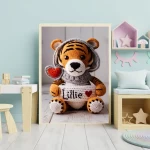 Printable Personalized Crochet Tiger Decor Custom Name Wall Art for Toddlers Rooms Unique and Fun Baby Shower Gifts