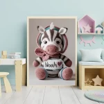 Custom Name Crochet Zebra Decor Printables Personalized Wall Art for Children's Rooms and Play Areas Trendy and Customizable Baby Decor