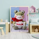 Custom Name Crochet Frog Decor Printables Personalized Wall Art for Children's Rooms and Play Areas Trendy and Customizable Baby Decor