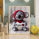 Printable Personalized Crochet Koala Decor Custom Name Wall Art for Toddlers Rooms Unique and Fun Baby Shower Gifts