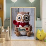 Personalized Printable Crochet Owl Art Custom Name Nursery Decor for Birthdays and Special Occasions Unique and Adorable Baby Gifts