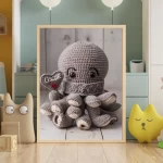 Octopus Personalized Knit a Teddy Personalized Crochet Octopus Toy Knitting Pattern Printable Custom Name Nursery Decor Art