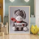 Printable Personalized Crochet Donkey Decor Custom Name Wall Art for Toddlers Rooms Unique and Fun Baby Shower Gifts