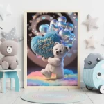 Personalized Special Day Gift Adorable Plush Bear with Heart and Balloons Holding Happy Father's Day Name Sign