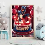 Captain America Digital Birthday Card Customizable Superhero Party Decor Personalized Kids Birthday Design nursery decor bedroom party