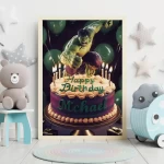 Hulk Birthday Digital Invitation Customizable Superhero Theme Personalized Happy Birthday Design for Kids Nursery Baby Bedroom Decor