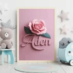 Personalized name signs Customized nursery prints Unique name signs Customizable kids room decor Trendy nursery pink rose wall art