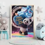 Personalized Special Day Gift Adorable Plush Panda with Heart and Balloons Holding Happy Father's Day Name Sign