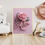 Personalized name signs Customized nursery prints Unique name signs Customizable kids room decor Trendy nursery pink rose wall art