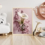 Personalized Calla Lily Digital Art for Kids Rooms Custom 3D Render Name Sign Elegant Nursery Wall Decor