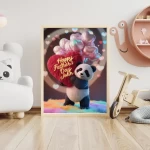 Personalized Special Day Gift Adorable Plush Panda with Heart and Balloons Holding Happy Father's Day Name Sign