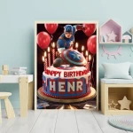 Captain America Digital Birthday Card Customizable Superhero Party Decor Personalized Kids Birthday Design nursery decor bedroom party